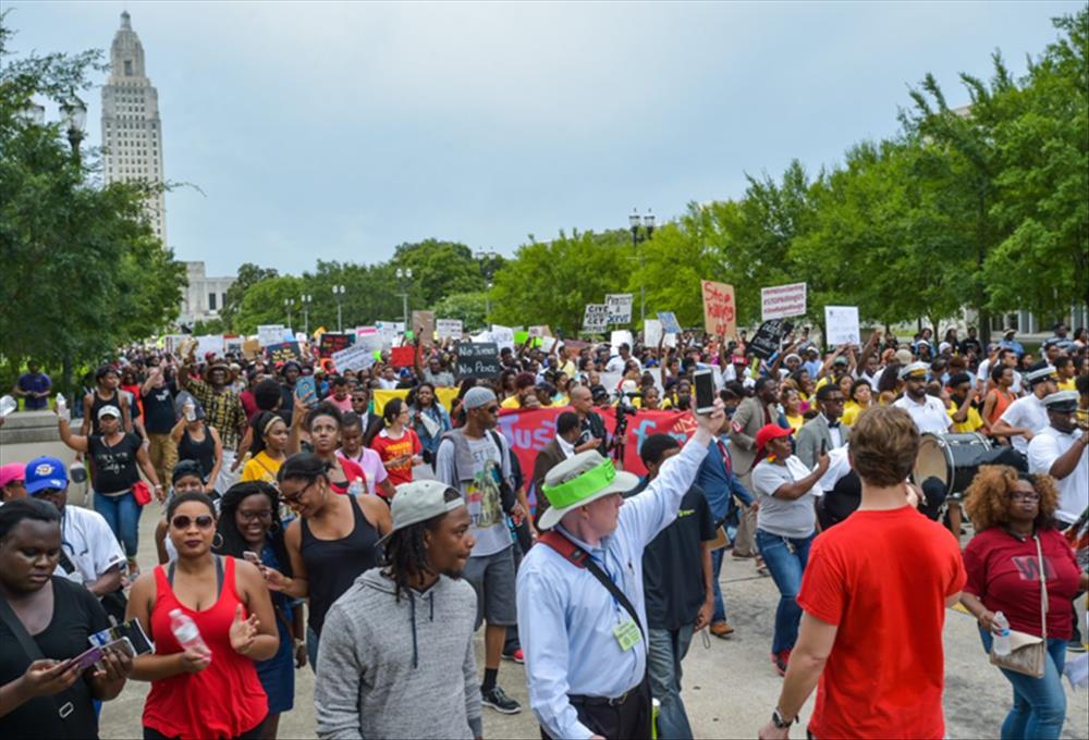 Protesters march in Baton Rouge, La.